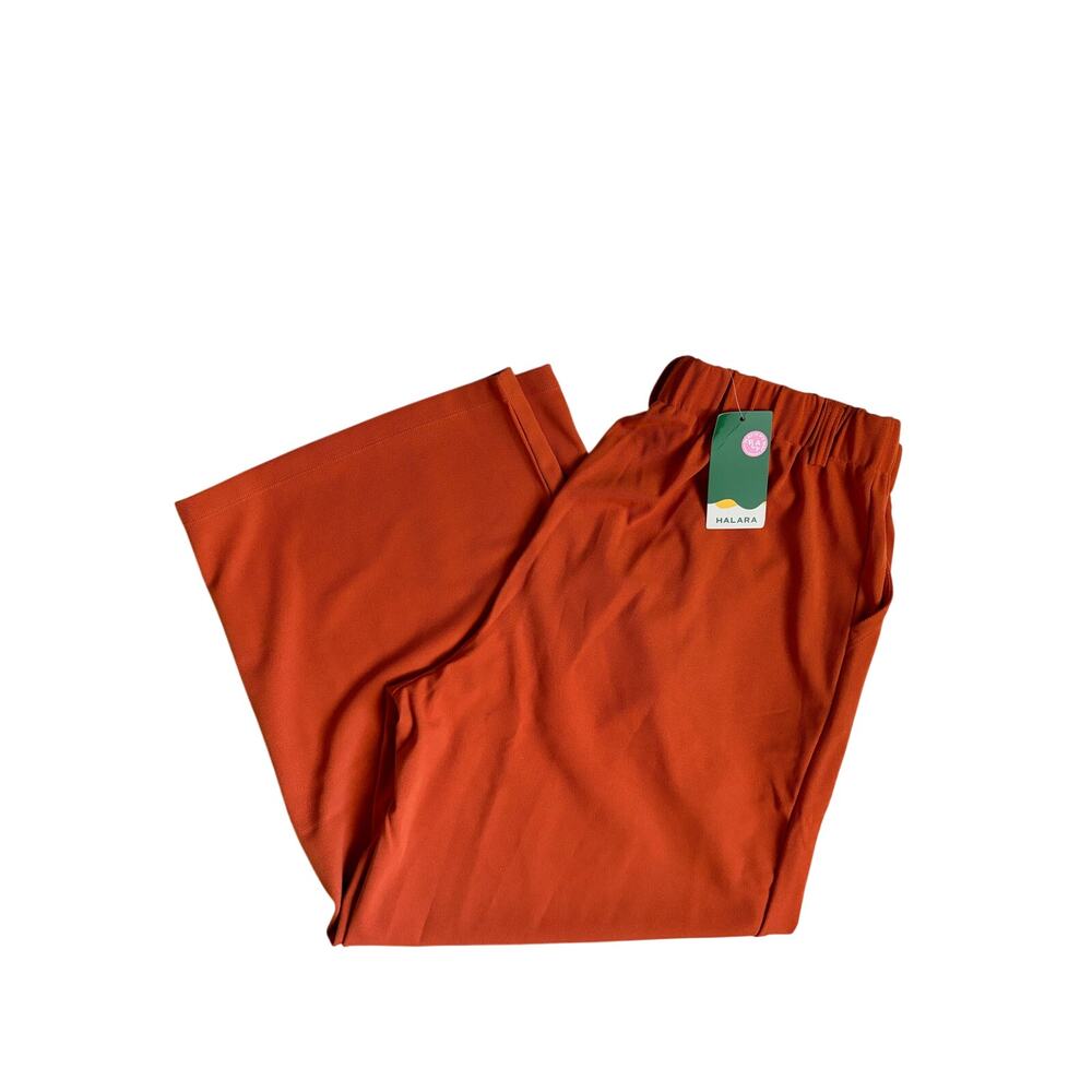 NWT Halara Flex High-Waisted Pocket Wide Leg Waffle Work Pants (Apricot Orange)